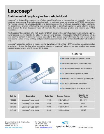 Flyer - Greiner Bio-One North America - GBO