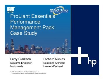 ProLiant Essentials Performance Management Pack: Case Study
