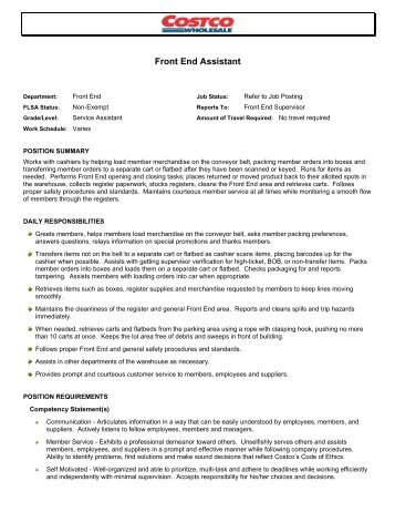 Front End Assistant - Costco.com