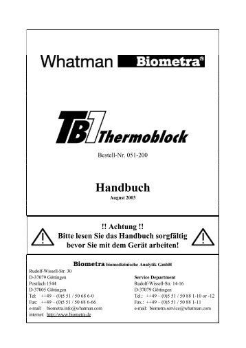 TB1 Thermoblock Handbuch - Biometra