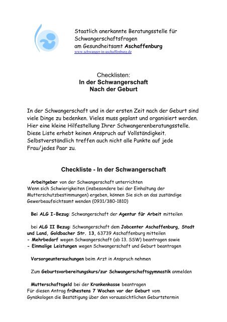 Checkliste In Der Schwangerschaft Nach Der Geburt Schwanger In