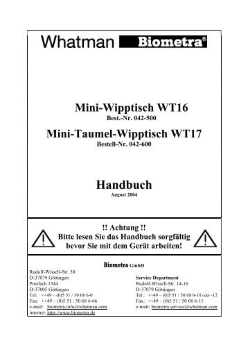 WT16 / WT17 Handbuch - Biometra