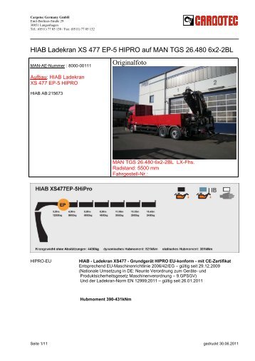 HIAB Ladekran XS 477 EP-5 HIPRO auf MAN TGS 26.480 6x2-2BL ...