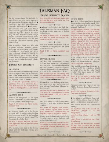 Talisman FAQ - Heidelberger Spieleverlag
