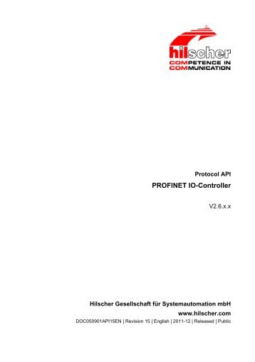 PROFINET IO-Controller Protocol API Manual - Hilscher