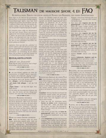 Talisman FAQ - Heidelberger Spieleverlag