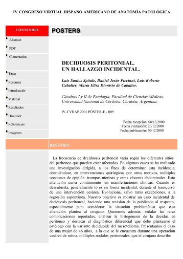 deciduosis peritoneal. un hallazgo incidental. - V Congreso Virtual ...