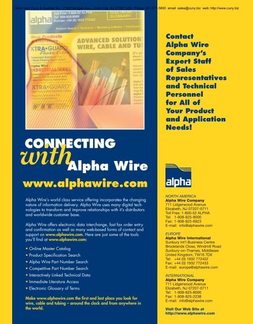 Alpha Wire Company MASTER CATALOG - Cuny & Guerber, Inc.