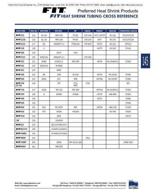 Alpha Wire Company MASTER CATALOG - Cuny & Guerber, Inc.
