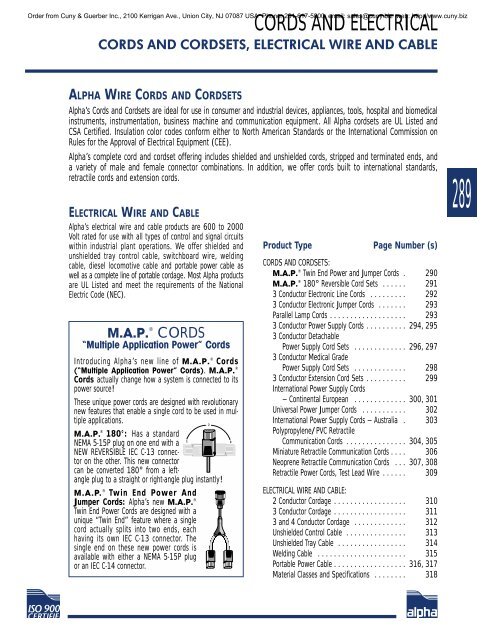 Alpha Wire Company MASTER CATALOG - Cuny & Guerber, Inc.