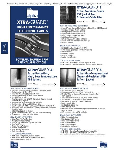 Alpha Wire Company MASTER CATALOG - Cuny & Guerber, Inc.