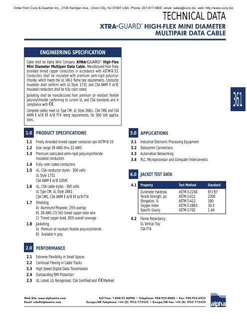 Alpha Wire Company MASTER CATALOG - Cuny & Guerber, Inc.