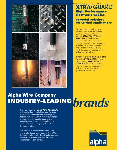 Alpha Wire Company MASTER CATALOG - Cuny & Guerber, Inc.