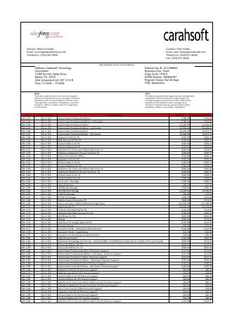 Salesforce GSA Pricelist - Carahsoft