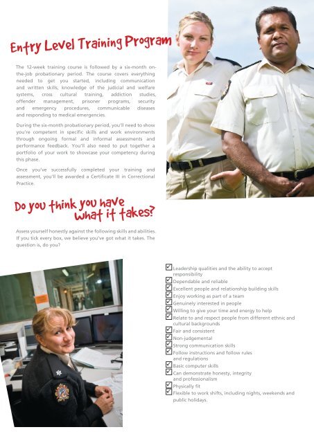 Prison officers brochure - Department of Corrective Services