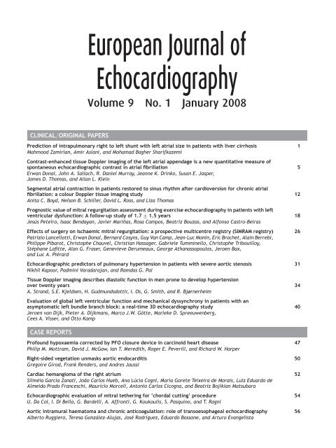 European Journal of Echocardiography - EHJ Cardiovascular ...