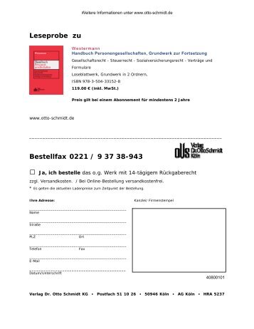 Leseprobe zu Westermann, Handbuch Personengesellschaften