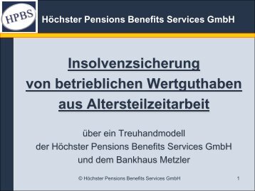 Höchster Pensions Benefits Services GmbH - HPBS GmbH