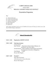 CARN Conference 2011 Presentation Programme