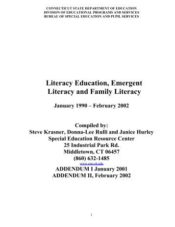 Literacy Education, Emergent Literacy and Family Literacy January