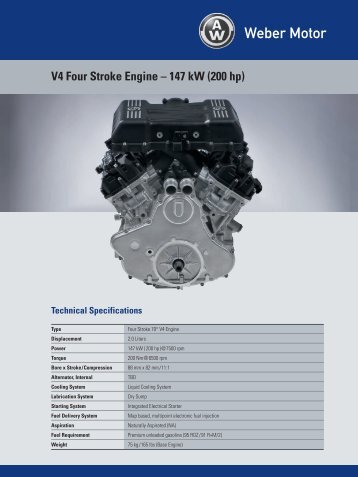 V4 Four Stroke Engine – 147 kW (200 hp) - Weber Motor: Weber Motor