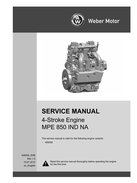 SERVICE MANUAL - Weber Motor: Weber Motor