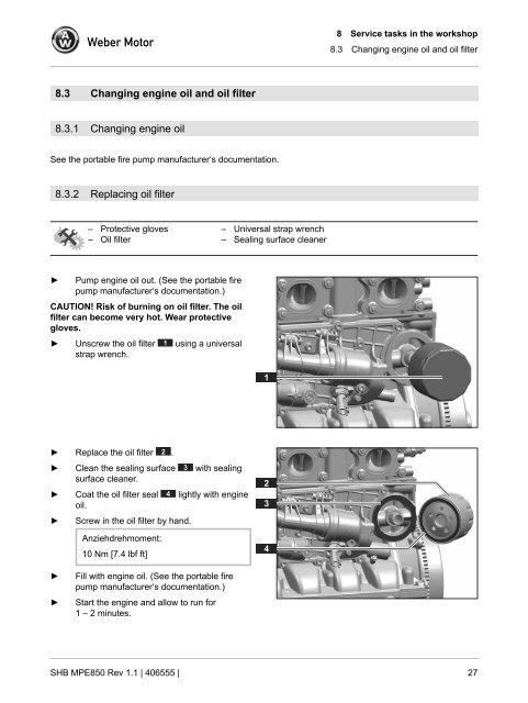 SERVICE MANUAL - Weber Motor: Weber Motor