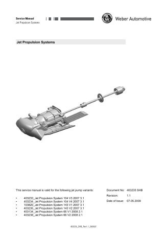 Jet Propulsion Systems - Weber Motor: Weber Motor