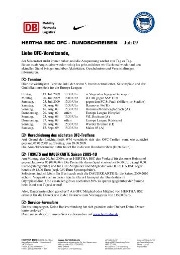 OFC-Rundschreiben - Hertha BSC