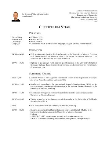 curriculum vitae - Institut für Geoinformatik der Universität Münster