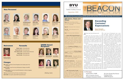 Exceeding Customer Expectations - BYU Student Auxiliary Services