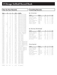 UChicago Softball Record Book - University of Chicago Athletics