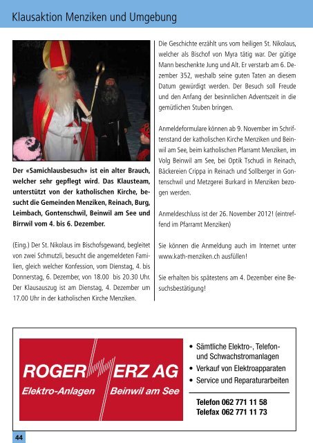 Das offizielle Monatsmagazin für Beinwil am See 10 / 2012 Das ...