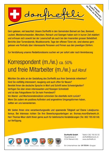 Das offizielle Monatsmagazin für Beinwil am See 10 / 2012 Das ...