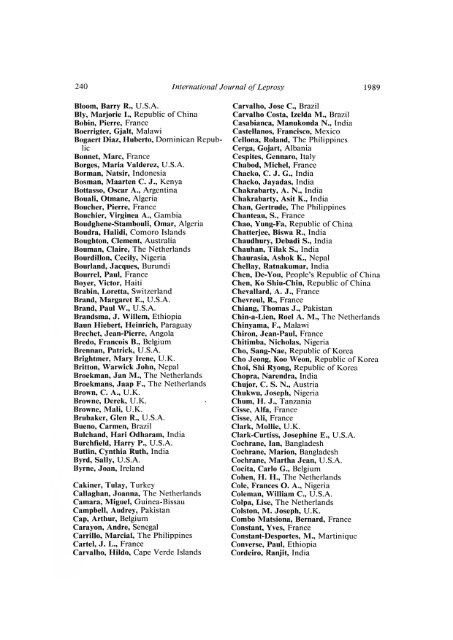 PARTICIPANTS XIII INTERNATIONAL LEPROSY CONGRESS