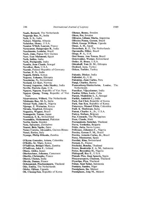 PARTICIPANTS XIII INTERNATIONAL LEPROSY CONGRESS