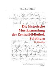 Die historische Musiksammlung der Zentralbibliothek Solothurn