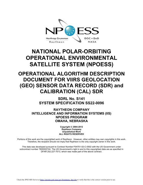 VIIRS Geolocation (GEO) Sensor Data Record (SDR) - Nasa