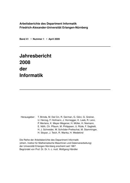 Jahresbericht 2008 der Informatik - Dept. of Computer Science ...