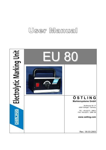 MiniEtch EU80 user manual - Trend Product Marking Systems ...