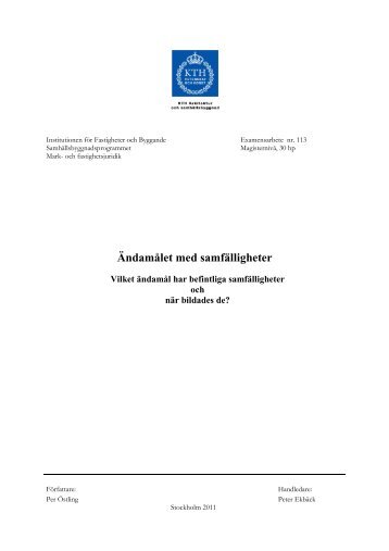 Examensarbete Samfälligheter Per Östling slutgiltig - KTH