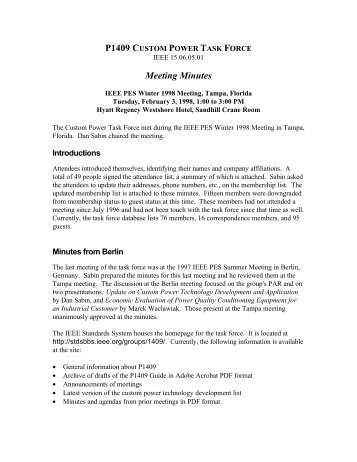 Minutes to Winter 1998 Task Force Meeting - Working Group - IEEE