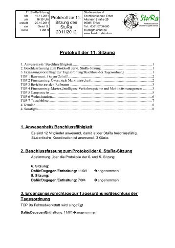 11. Sitzung - Fachhochschule Erfurt