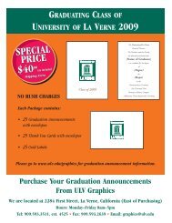 Graduation Announcement Order Form - University of La Verne