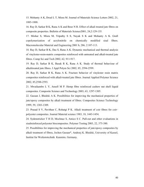 Effect of hygrothermal treatment on the tensile properties - ethesis ...