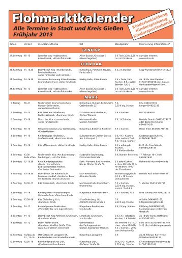 Flohmarktkalender Flohmarktkalender - Gießener Allgemeine