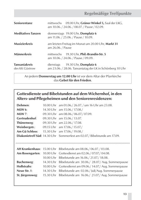 GÜSTROW-CLUB-REISEN - ev. Pfarrgemeinde Guestrow