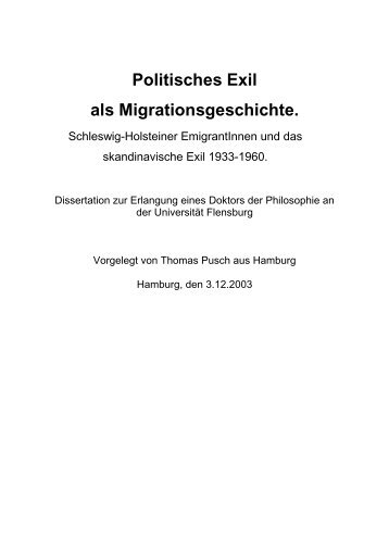 Politisches Exil als Migrationsgeschichte. - Zentrale ...