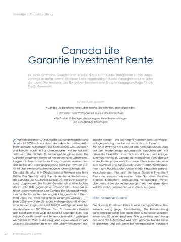 canada Life Garantie Investment rente - ITA