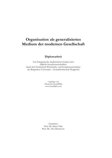 Organisation als Medium - of Sociologist Athanasios Karafillidis